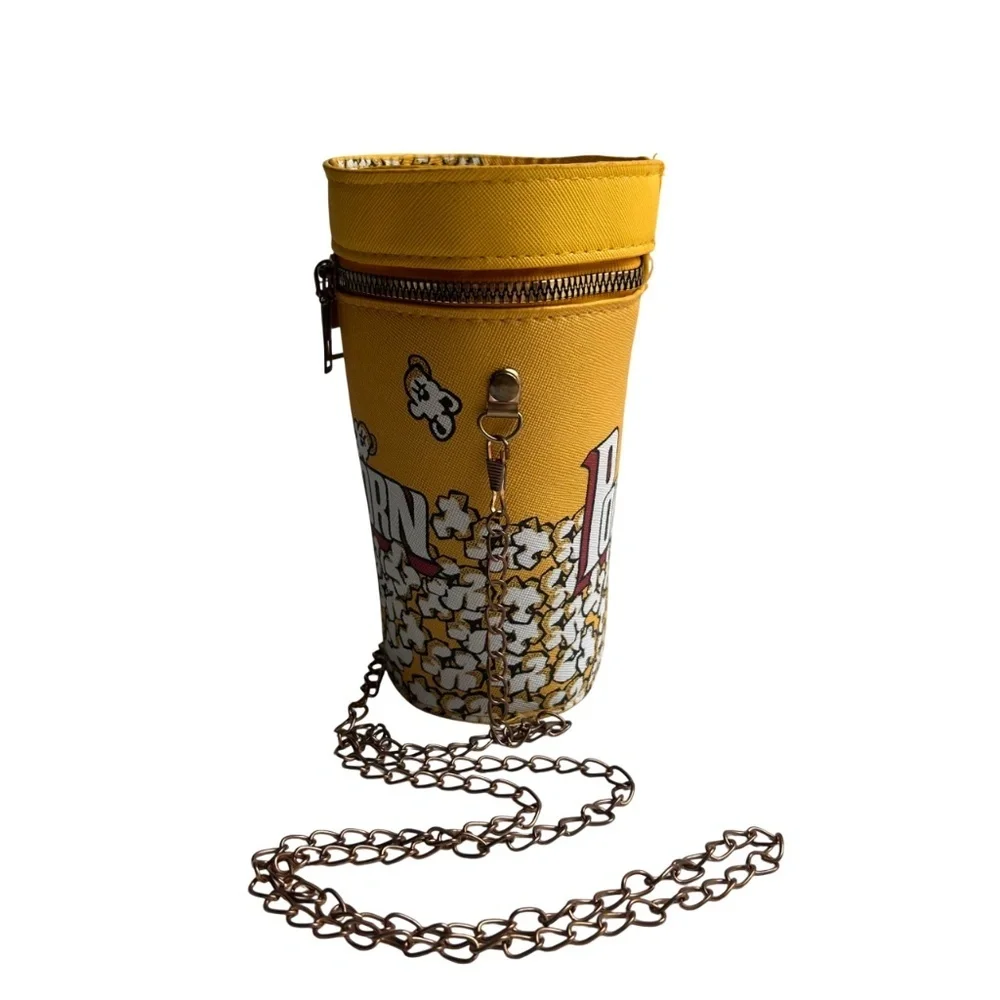 Popcorn Small Bucket Crossbody Bag​ with Chain